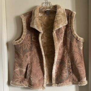 Kate Hill Casual Vest Velvet/ Faux fur Soft Woman's Size XL Vest paisley